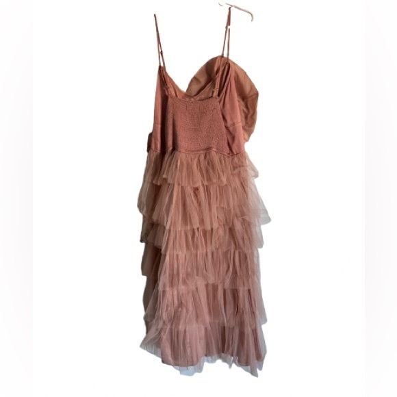 Anthropologie Kavita Bhartia Rosette Tiered Pink Tulle Gown 16W - Picture 9 of 13